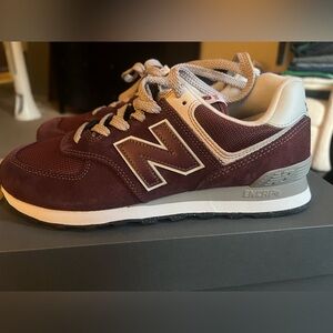 New Balance Maroon and Cream Sneakers